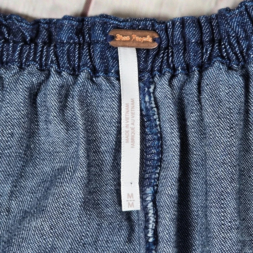 Free People Dark Indigo Portia Denim‎ Balloon Sleeve Mini Dress OB1740382 M